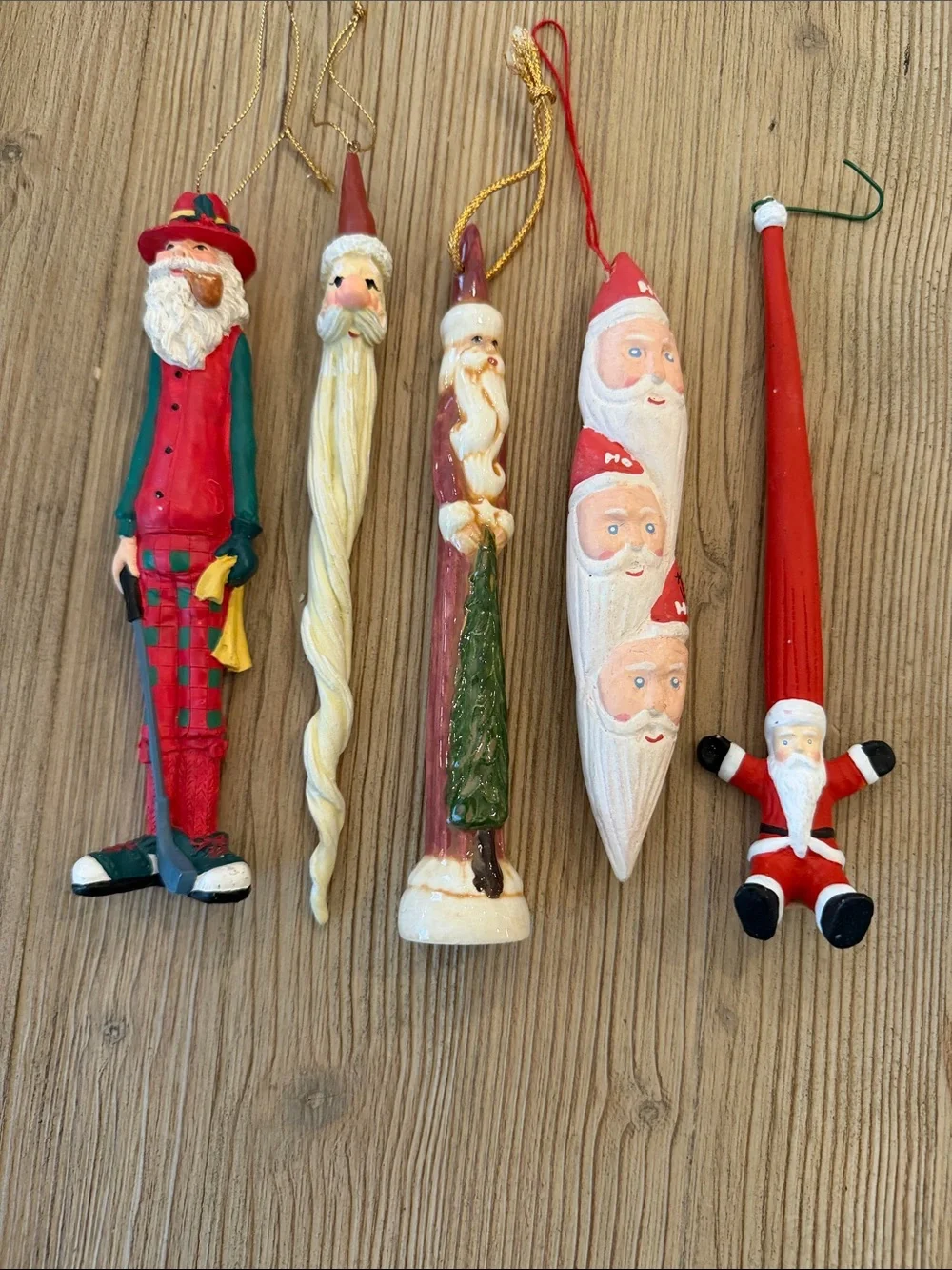 Santa Claus Christmas Ornament Bundle Lot of 5